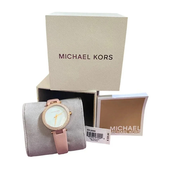 NWT Michael Kors Mini Parker Pearlized Strap Rose Gold & Blush Pink Watch MK2590 - Picture 1 of 13